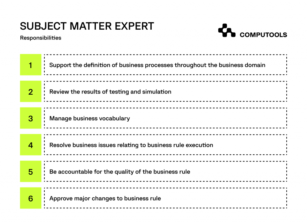 subject matter expertise - SME responsibilities